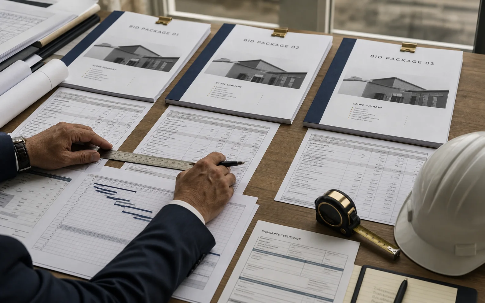 Contractor bid packages laid out for leveling and review